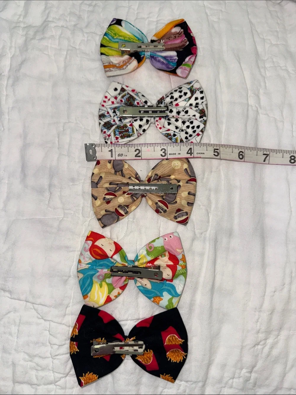 Kids Colorful Fabric Bow Hair Clips - Pack of 6